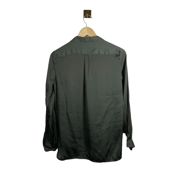 Zara Women’s Satin Button Front Blouse in Olive Green Size S - Picture 6 of 8